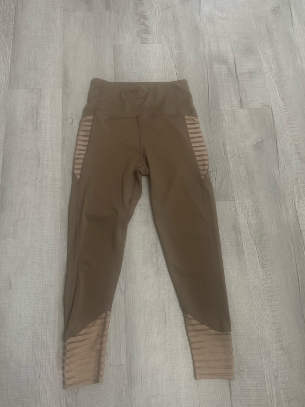 Body Glove Olive Leggings with Sheer Striped Insets